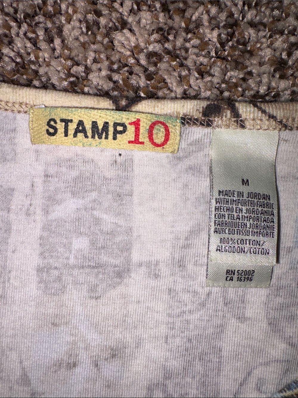 Stamp10 Blue and Brown V-Neck Short Sleeve Patterned Top - Picture 2 of 3